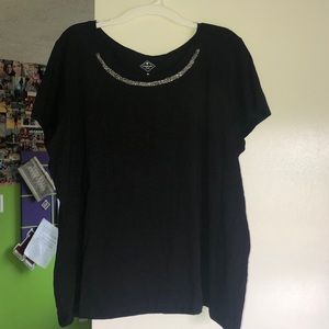 Black top with neckline detail